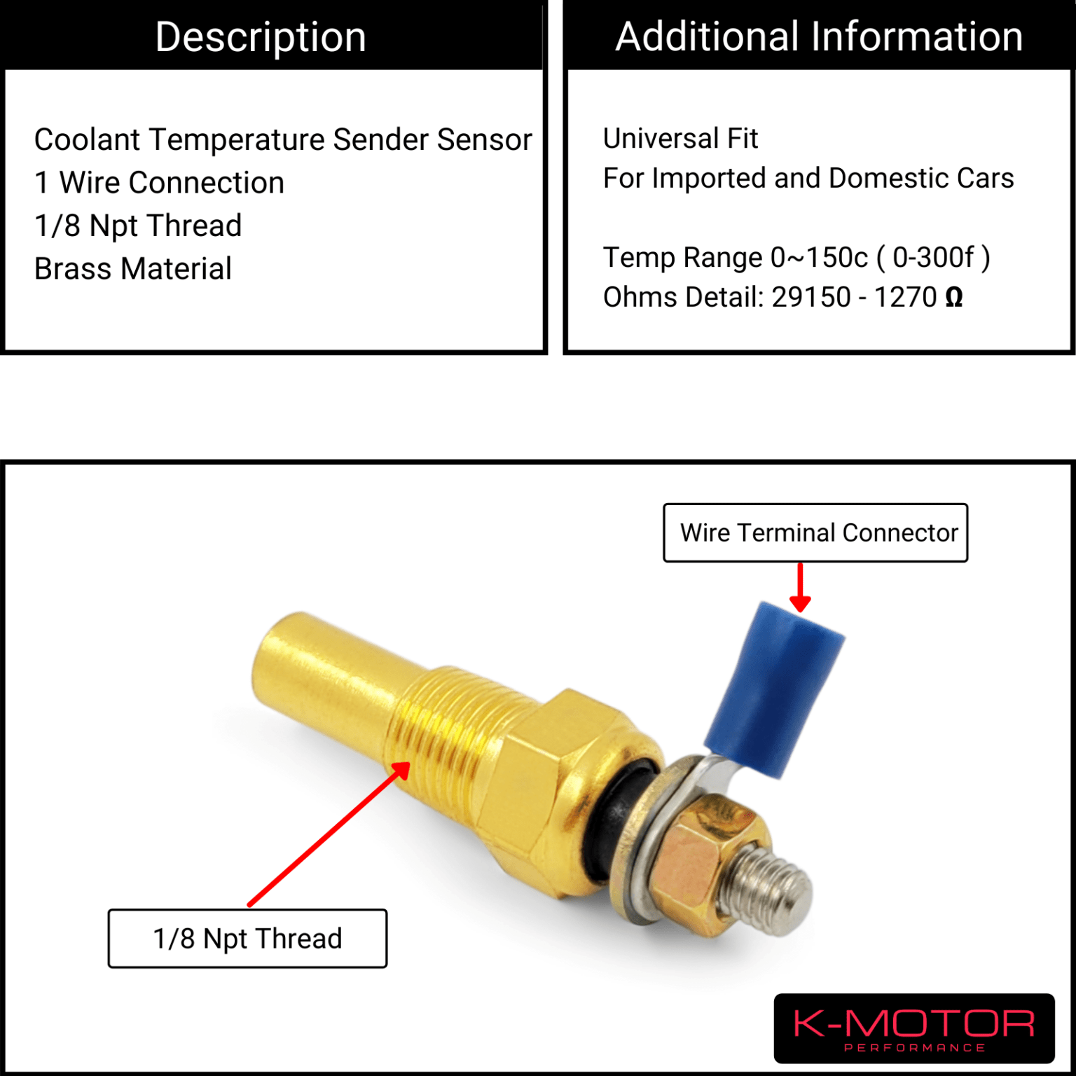 K Swap Coolant Temperature Sensor Adapter Kit K20 K24